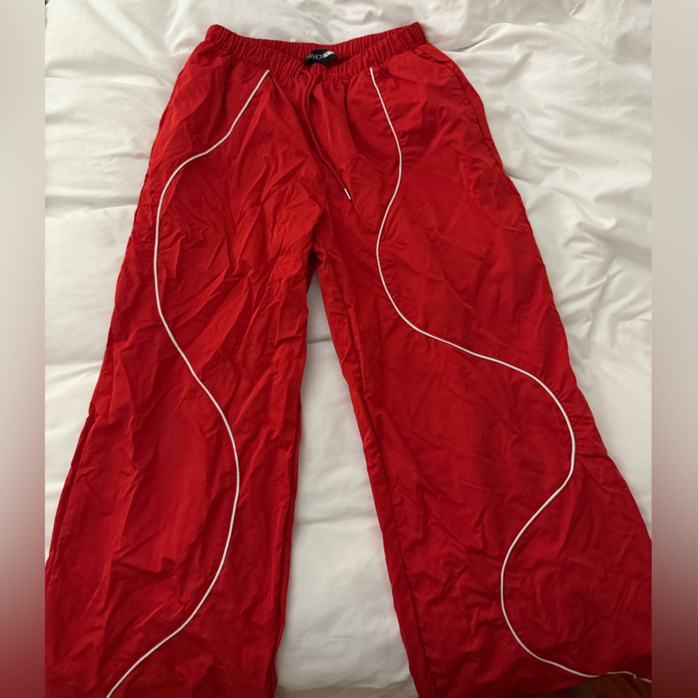 Fashion Nova Red Windbreaker’s with White Lines
